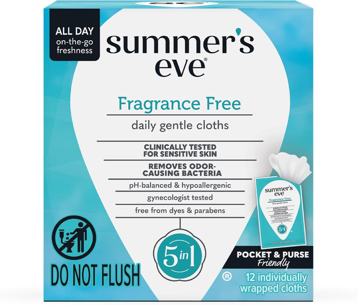 Summer's Eve 12-count Ultimate Odor Protection Daily Feminine Wipes with pH-balanced boric acid formula