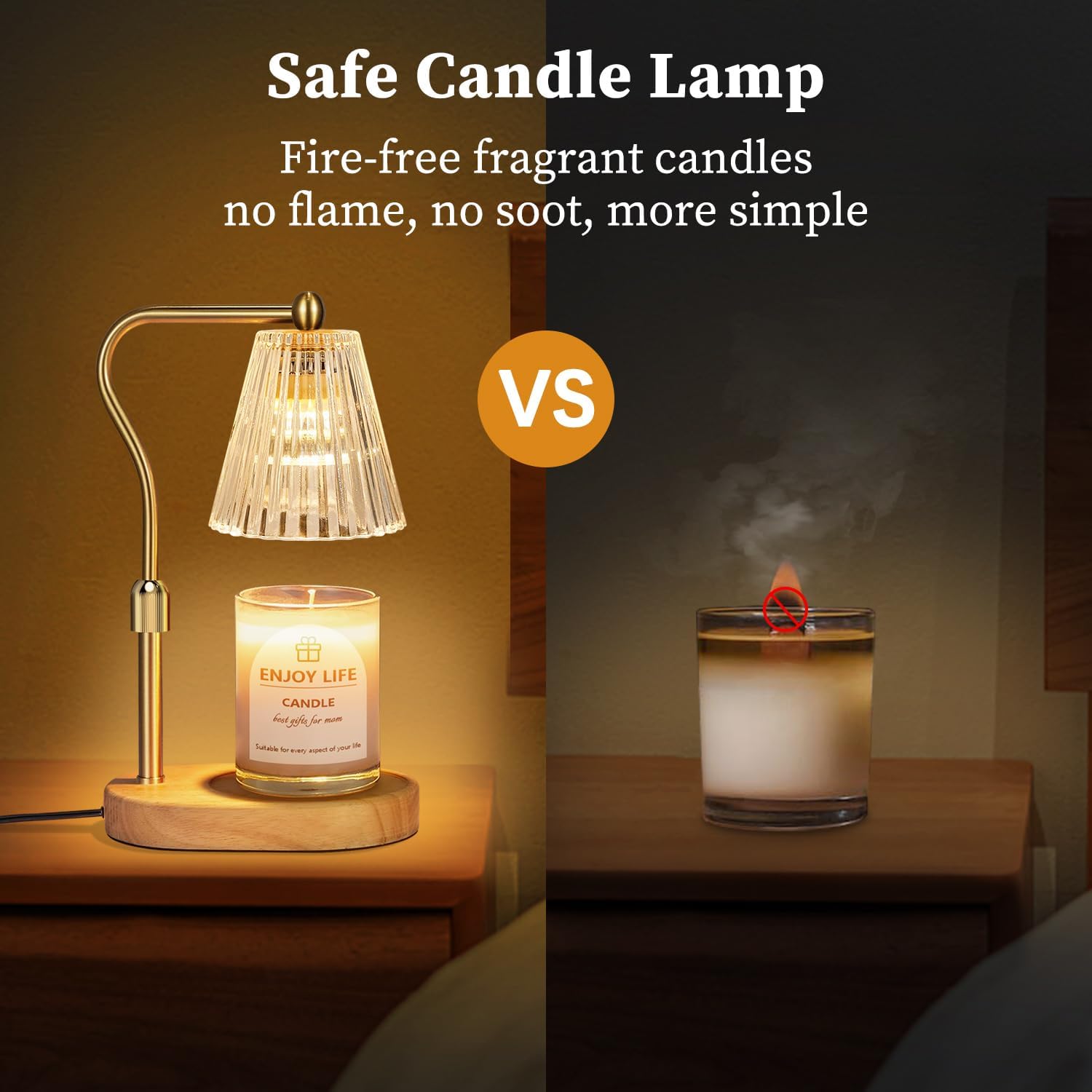 Candle Warmer Lamp with Timer Dimmer Adjustable Height for New Home Bedroom,Mothers Day Gifts,Vintage Home Decor for Scented Jar