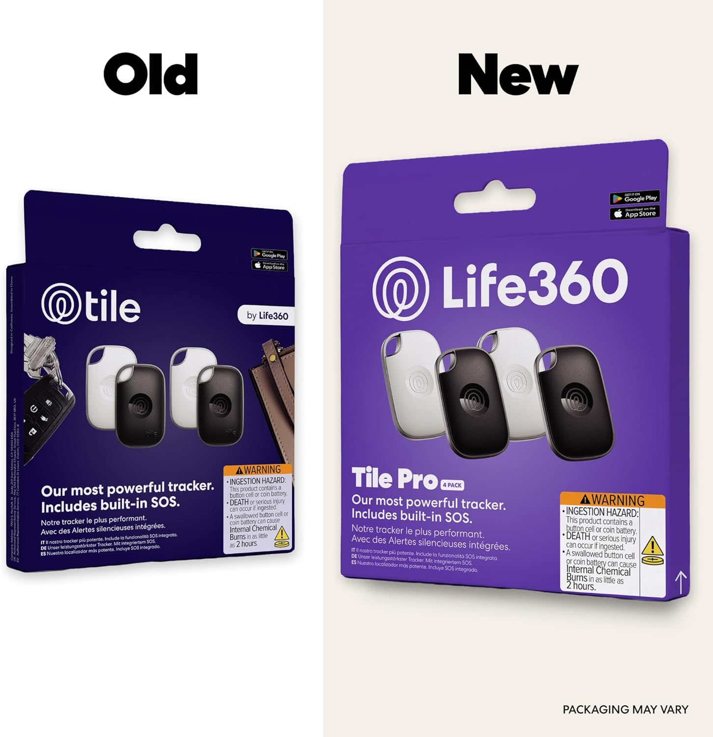 Life360 Tile Pro - Powerful Bluetooth Tracker, Key Finder and Item Locator for Keys Bags, and More. Both iOS and Android Compatible. Phone Finder. 4-Pack (Black/White)