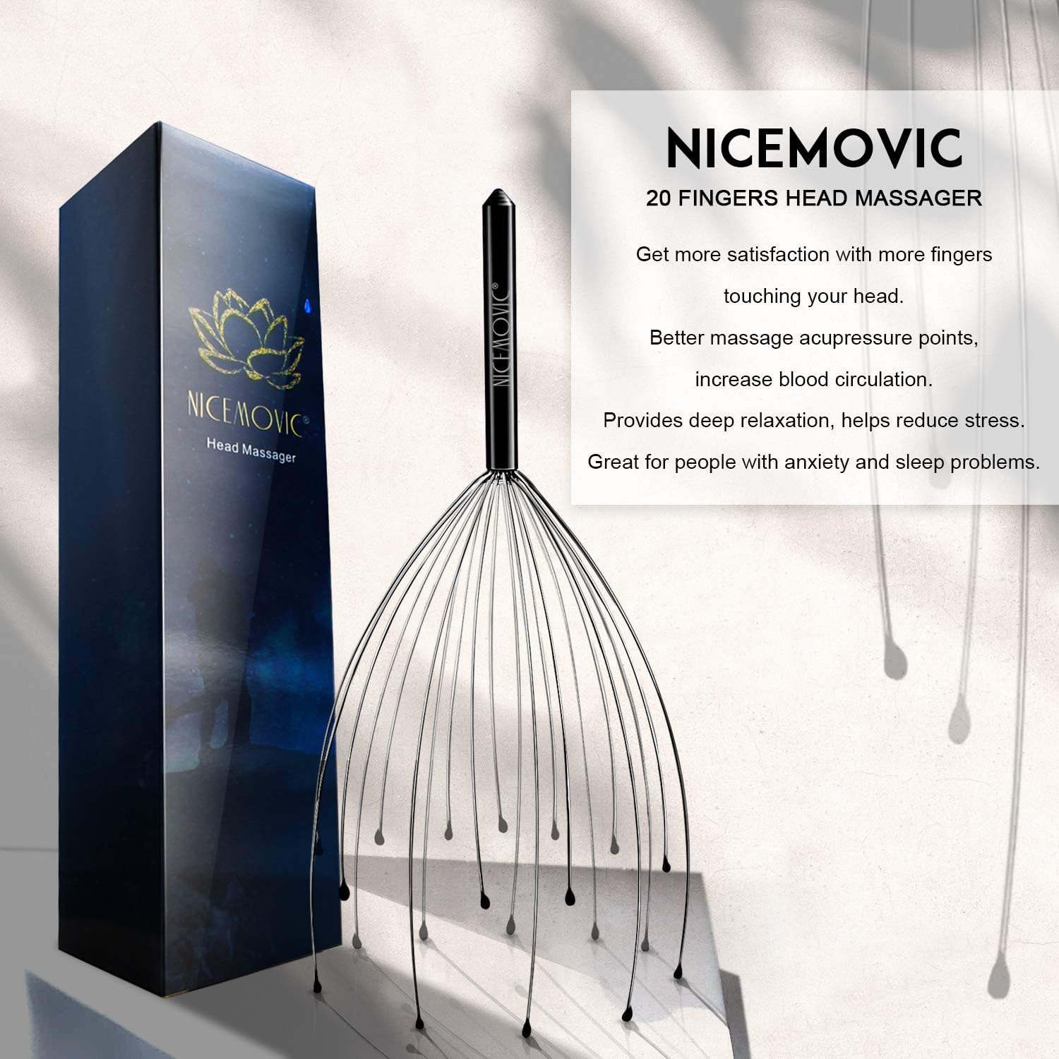 NICEMOVIC 2 Pack Head Scalp Massager Gifts for Women Men, Stocking Stuffers White Elephant Gifts for Adults Prizes for Adults Scalp Massager Hair Growth 20 Fingers Stress Relief Head Scratcher