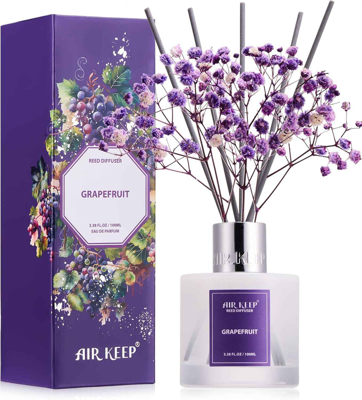 Airkeep Reed Diffuser Set,3.38 fl oz (100 ml) - Clean Linen Oil Diffusers with 8 Reed Sticks,Home Fragrance Reed Diffuser for Bathroom Shelf Decor