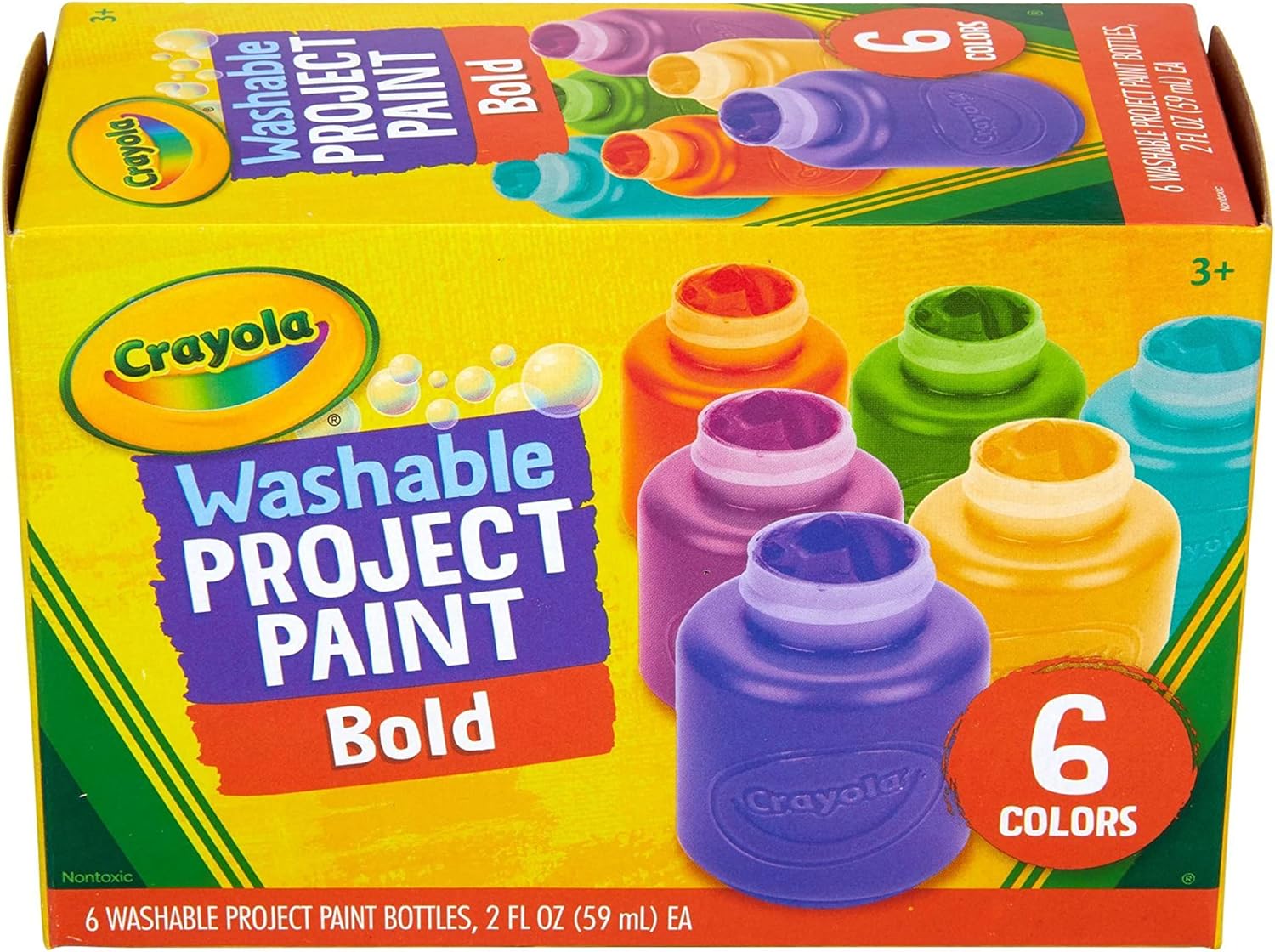 Crayola Washable Kids Paint (6ct), School Supplies, Painting Set for Kids, Spring Crafts, Art Teacher Gifts for Toddlers, Ages 3+