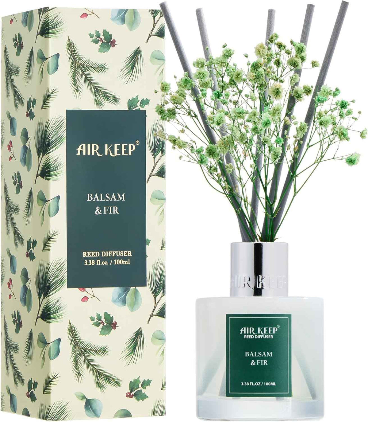 Airkeep Reed Diffuser Set,3.38 fl oz (100 ml) - Clean Linen Oil Diffusers with 8 Reed Sticks,Home Fragrance Reed Diffuser for Bathroom Shelf Decor