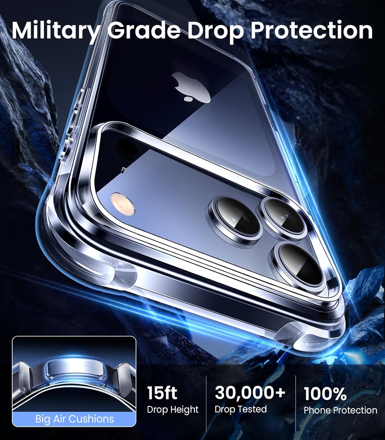 Mkeke for iPhone 17 Pro Max Case Clear, [Not Yellowing] [Military-Grade Drop Protection] Protective Clear for Apple 17 Pro Max Case with Shockproof Bumper 2025