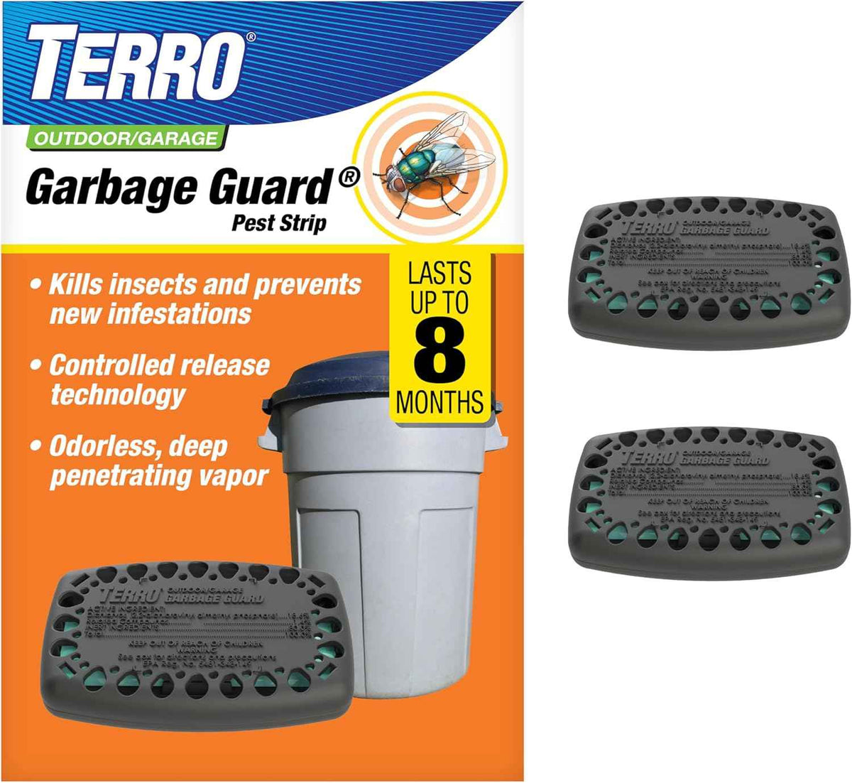 Terro T801SR Garbage Guard Trash Can Insect Killer - Kills Flies, Roach, Maggots, Beetles, and Insects in Outdoor Garbage Can (Pack of 2)