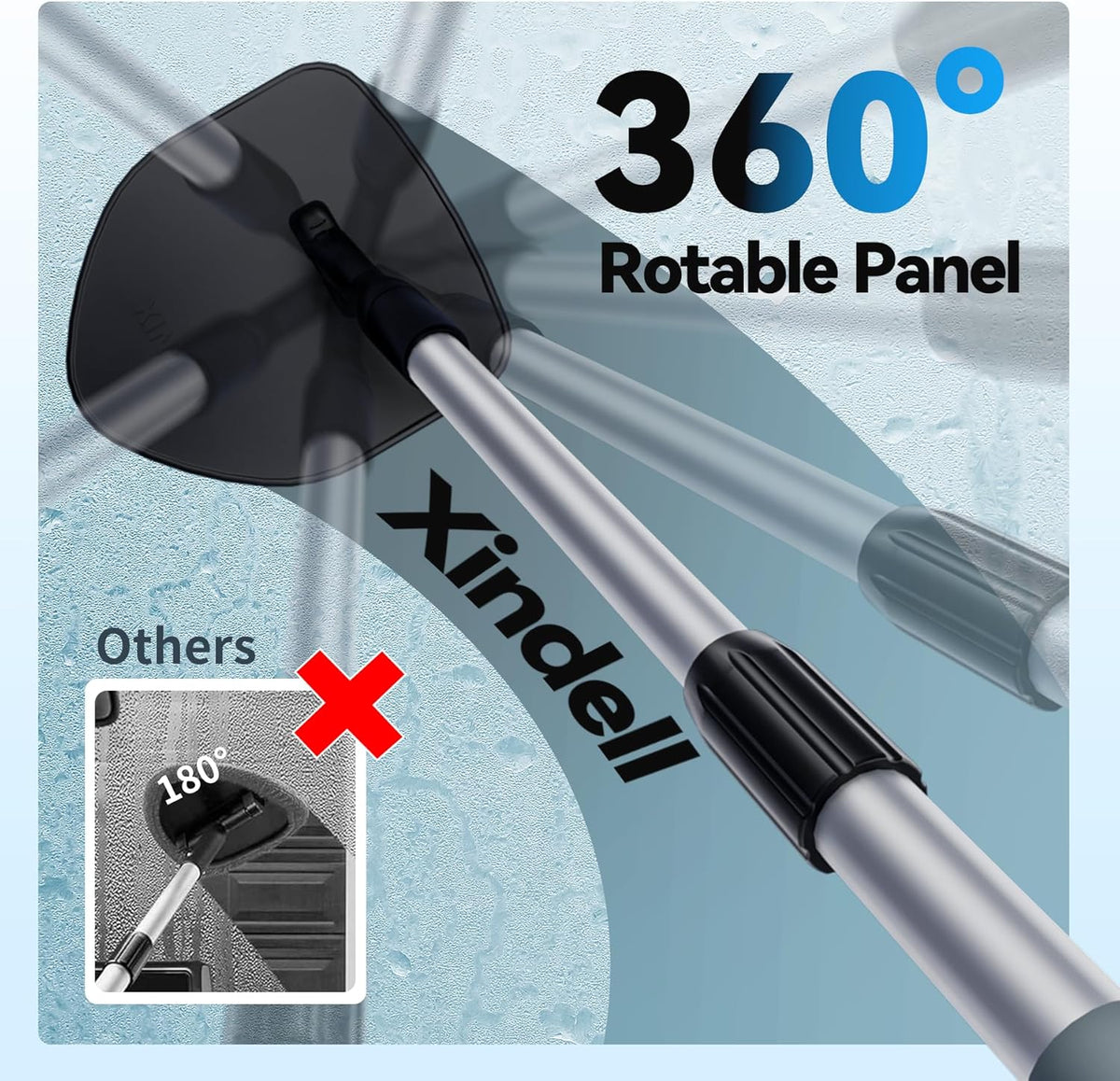 xin dell extendable windshield cleaner for car with pivot head and reusable microfiber pads