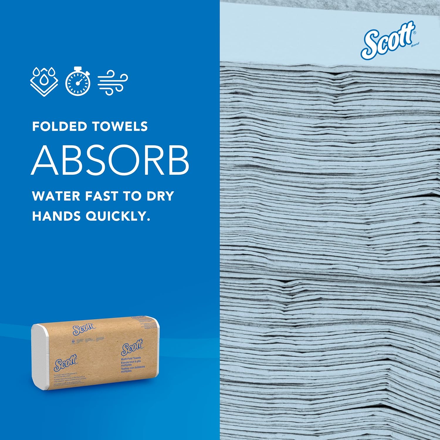 Scott Professional Universal Multifold Paper Towels, Bulk (01840), Absorbency Pockets, White, 9.2"x9.4" Towel, Compressed, Compact (250 Sheets/Pack, 16 Packs/Case, 4,000 Sheet Total)