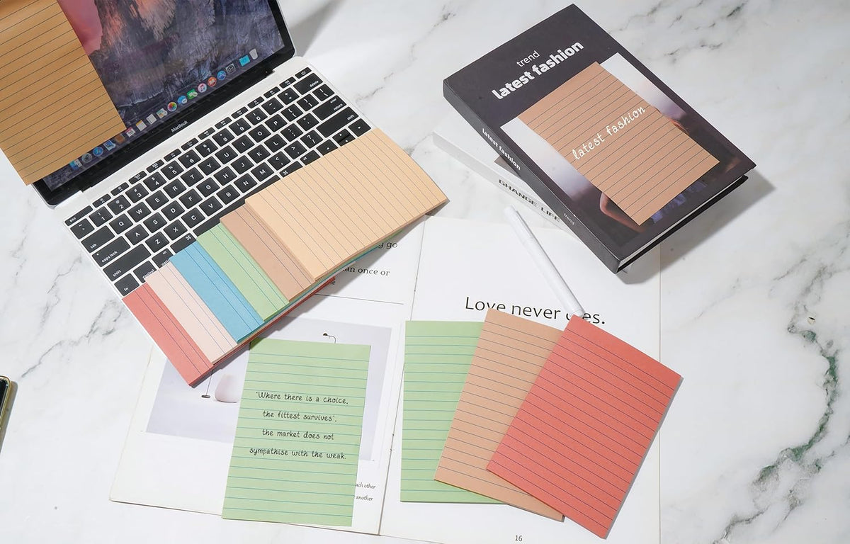 9 Pads Lined Sticky Notes 4x6 in Post, Vintage Colors Self Pad Its, Super Sticking Power Memo Pads Its, 40 Sheets/pad