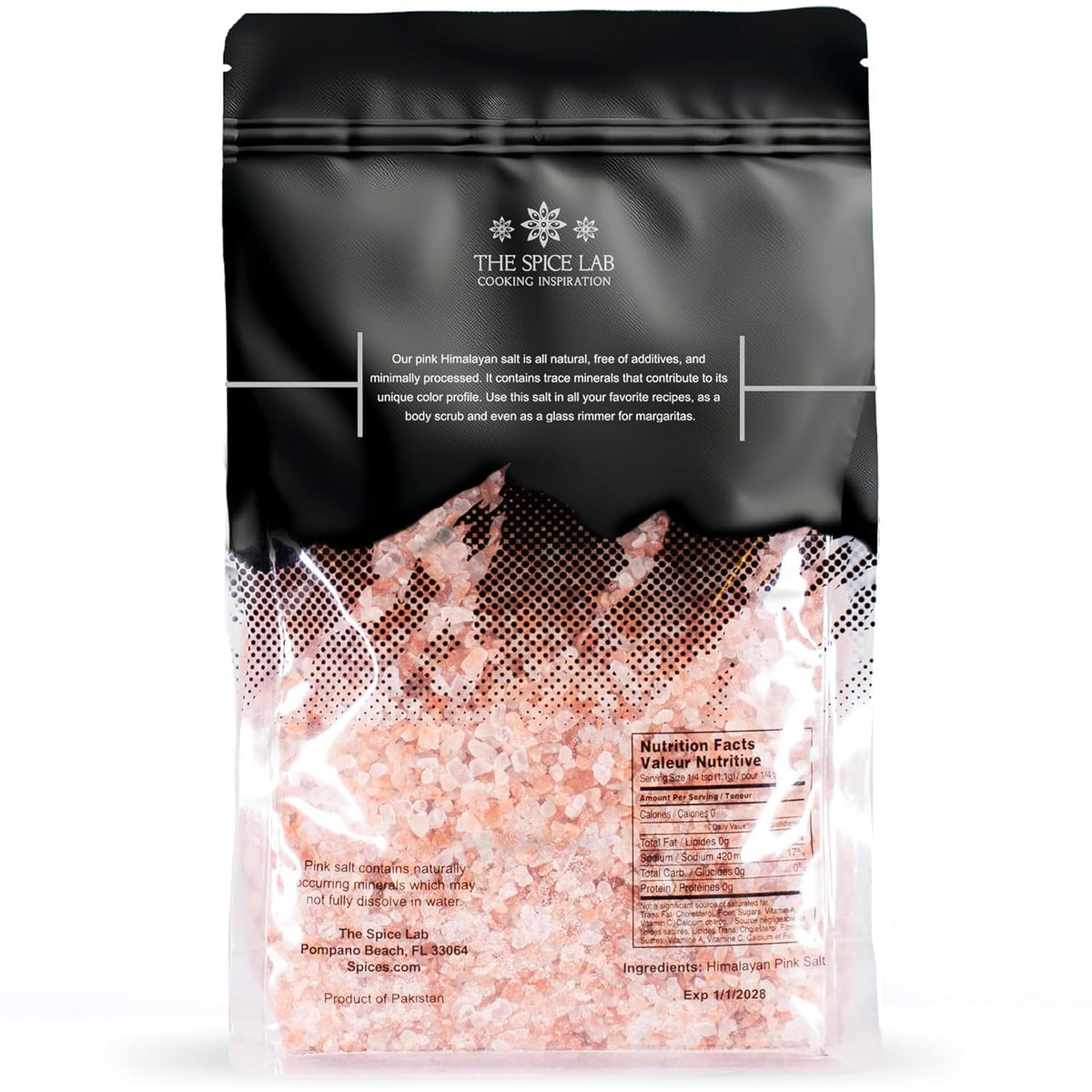 the spice lab 2.2lb pink himalayan salt coarse grain 1 kilo natural certified kosher non-gmo gluten-free refill