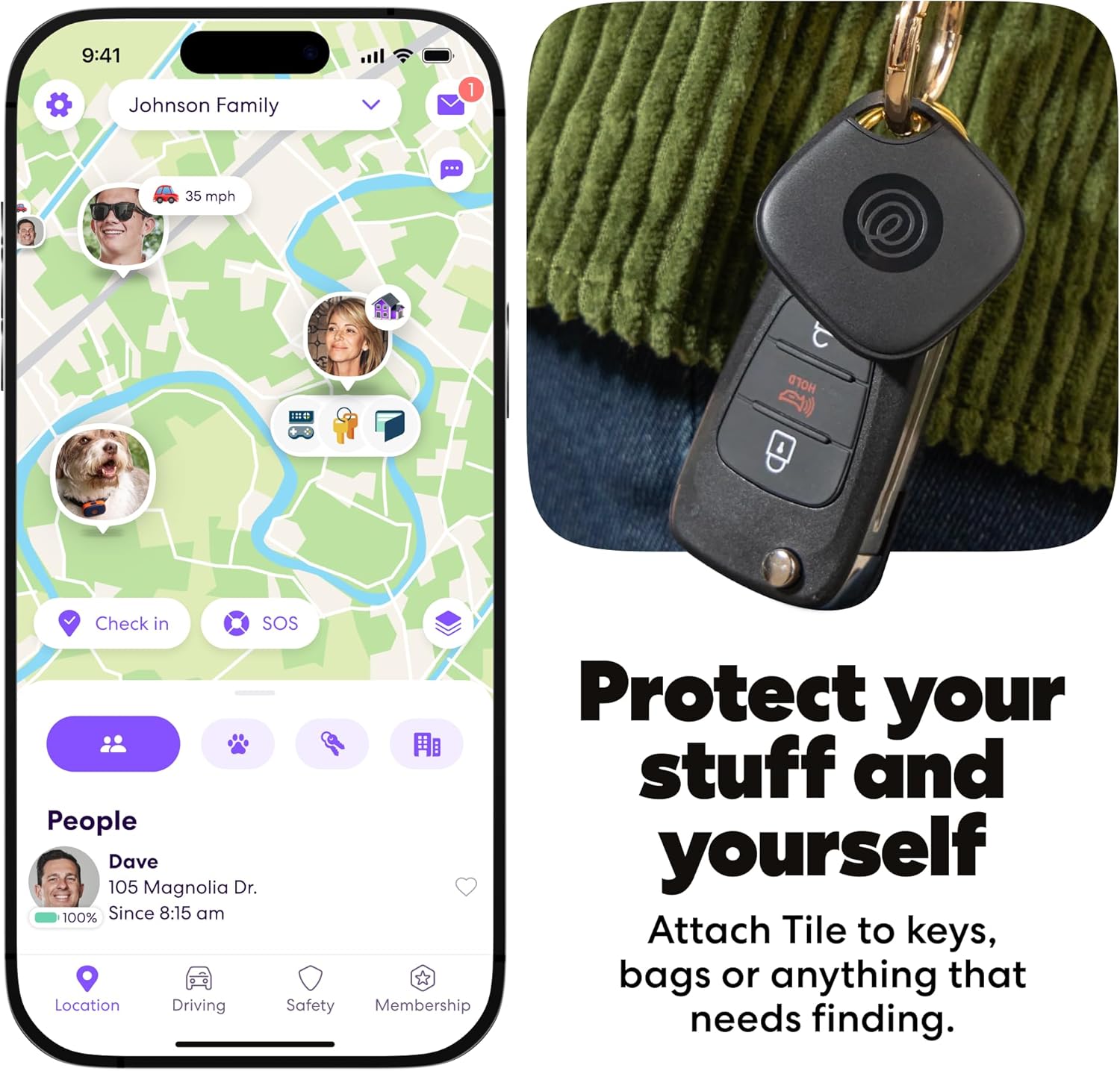 Life360 Tile Starter Pack - Bluetooth Trackers and Item Finders for Keys, Wallets & More. Both iOS and Android Compatible. Phone Finder. 2-Pack (Black Mate/Slim)