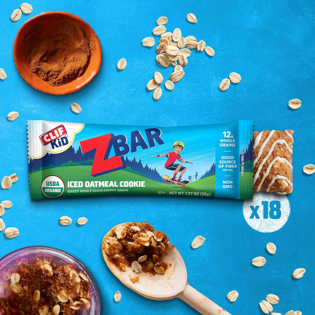 usda organic granola bars zbar soft-baked energy snack bars non-gmo 12g whole grains 18 pack