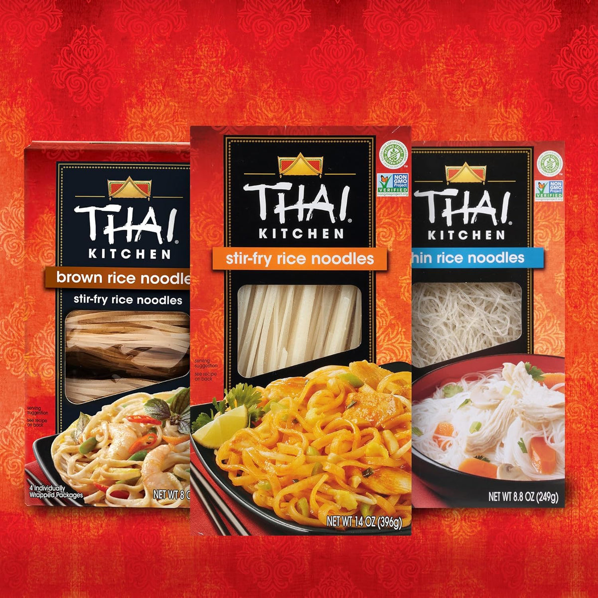 Thai Kitchen Gluten Free Thin Rice Noodles, 8.8 oz, Authentic Thai Flavor, Vegan, Gluten Free